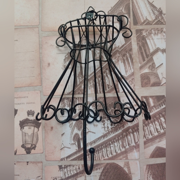 RARE Vintage 90s Fashion Dress Black Metal Hook Hanger Wall Decor Art - Picture 3 of 11